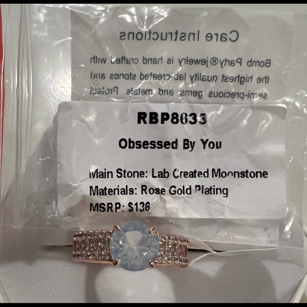Bomb Party BP Moonstone Rose Gold plating Ring “Obsessed by you” RBP8033 Size 10